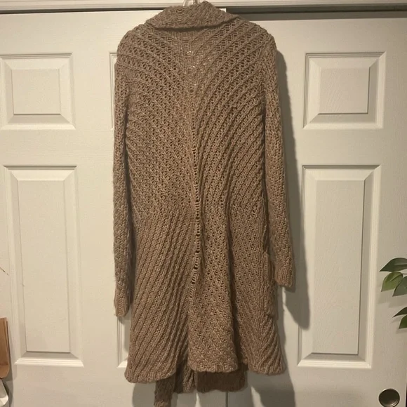 Free People Alpaca Wool Long Knit Cardigan Trench Sweater Coat Duster Jacket, M - Picture 5 of 6